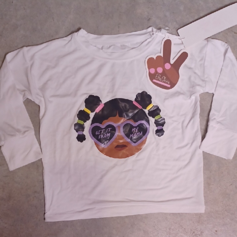 White Long Sleeve Kids Tee with Graphic